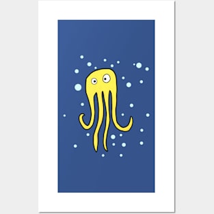 yellow octopus Posters and Art